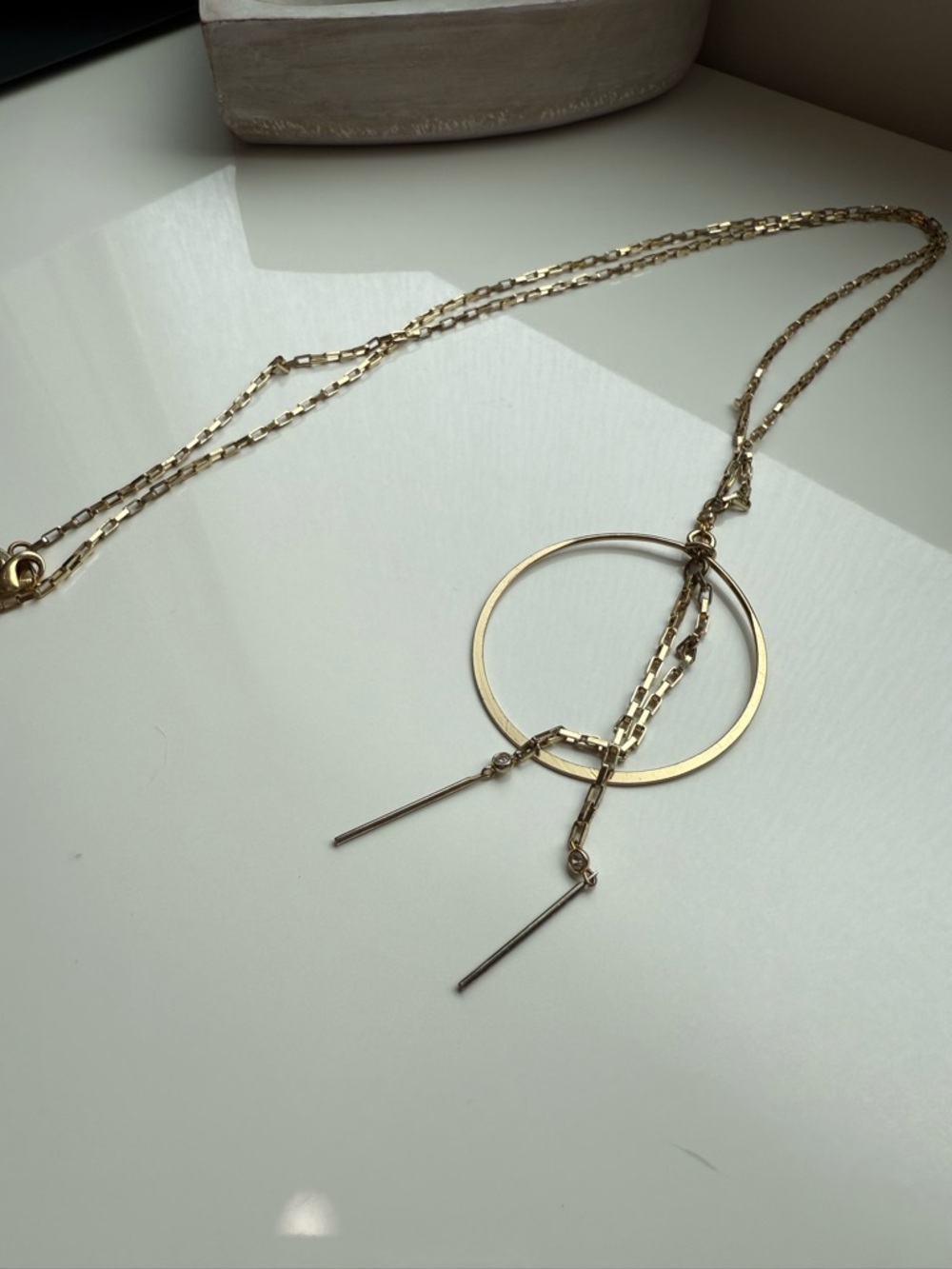 Lucky Star Jewelry Gold Circle Pendant Necklace Modern Geometric Drop
